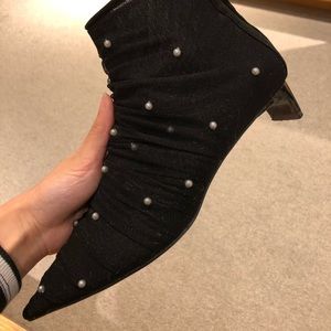 Zara mesh pearl ankle boot
